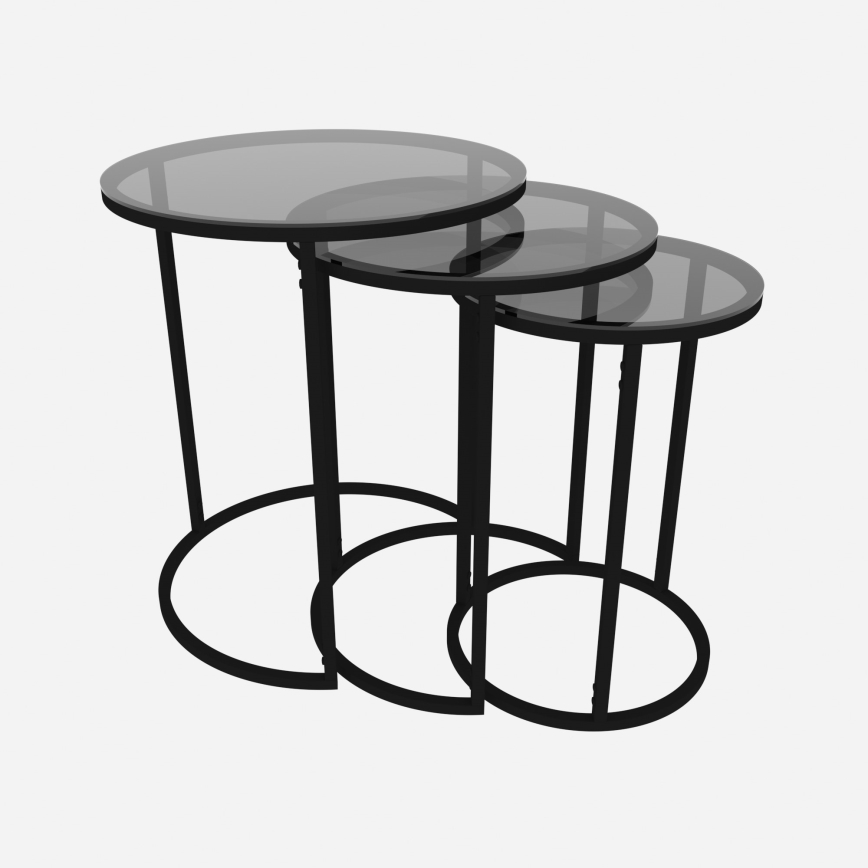 ΣΕΤ 3x Βοηθητικό τραπεζάκι ALYA διάμετρος 34/42/50 cm μαύρο
