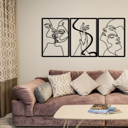 ΣΕΤ 3x Διακοσμητικό τοίχου 109x50 cm love μεταλλικό