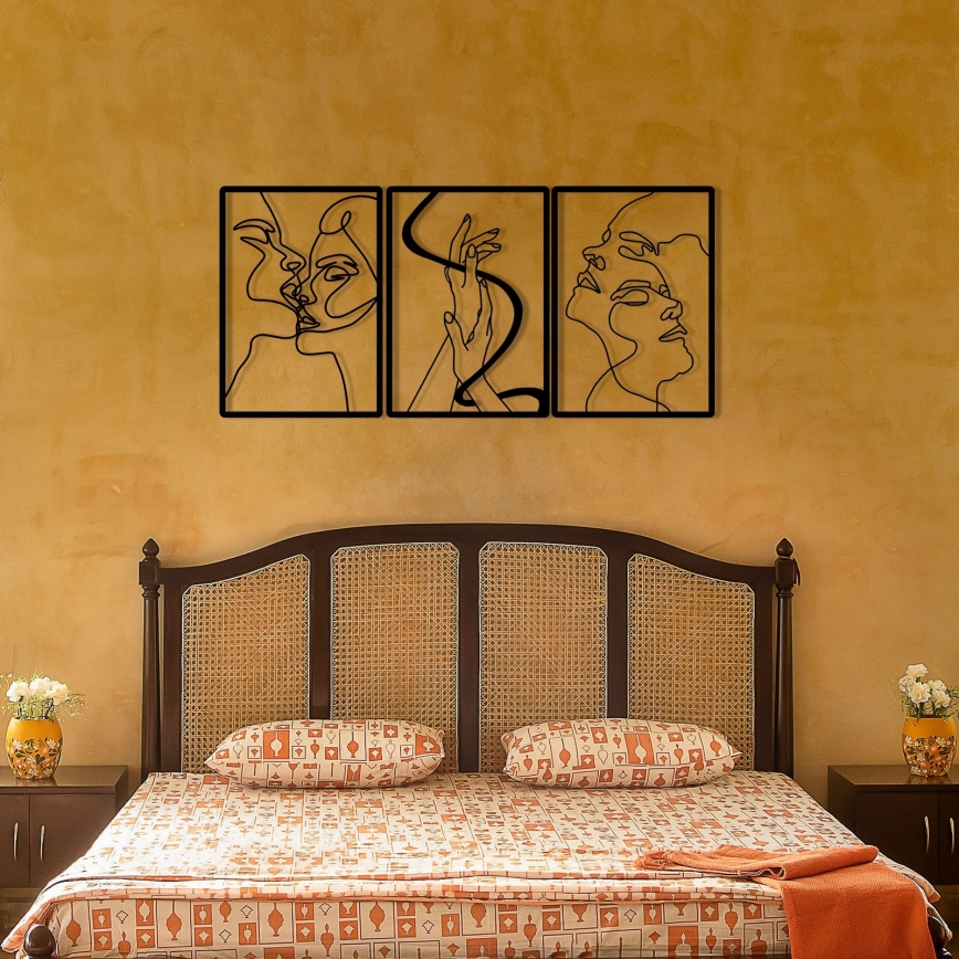 ΣΕΤ 3x Διακοσμητικό τοίχου 109x50 cm love μεταλλικό