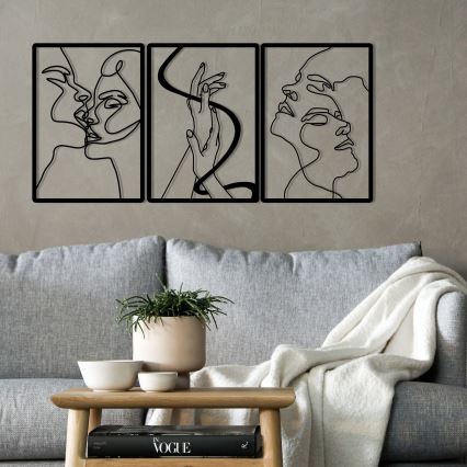 ΣΕΤ 3x Διακοσμητικό τοίχου 109x50 cm love μεταλλικό
