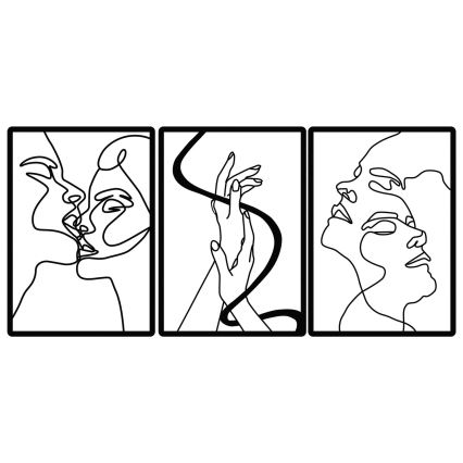 ΣΕΤ 3x Διακοσμητικό τοίχου 109x50 cm love μεταλλικό