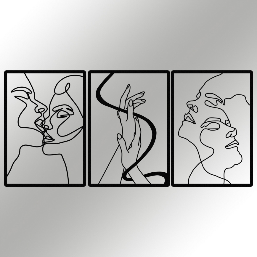 ΣΕΤ 3x Διακοσμητικό τοίχου 109x50 cm love μεταλλικό