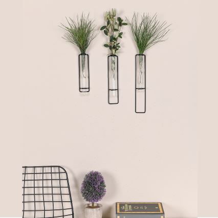 ΣΕΤ 3x Διακοσμητικό τοίχου για λουλούδια 20/25/30 cm μαύρο