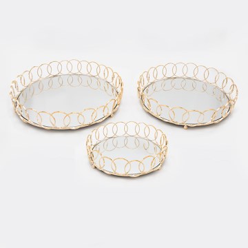 ΣΕΤ 3x Διακοσμητικός δίσκος διάμετρος 27/33/37 cm χρυσό
