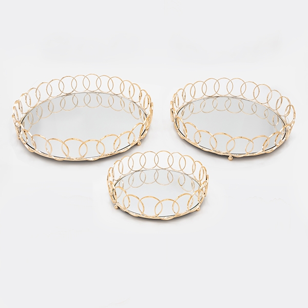 ΣΕΤ 3x Διακοσμητικός δίσκος διάμετρος 27/33/37 cm χρυσό