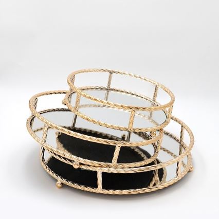 ΣΕΤ 3x Διακοσμητικός δίσκος διάμετρος 27/33/37 cm χρυσό