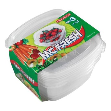 ΣΕΤ 3x Δοχείο τροφίμων 1,2 λ διάφανο