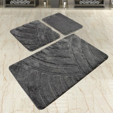ΣΕΤ 3x Χαλάκι μπάνιου ALYA 60/60/100 εκ. ανθρακί