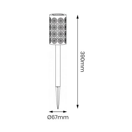 Σετ 4 ηλιακών λαμπτήρων LED DECOR, 1,2V 150 mAh, 3000K, 39 cm, IP44, μαύρο