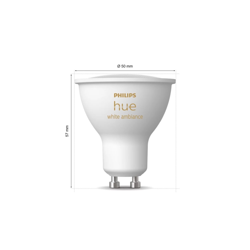 Σετ 4x ρυθμιζόμενες LED λάμπες Philips Hue WHITE AMBIANCE GU10/4,2W/230V 2200-6500K