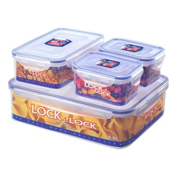 Σετ 4 τεμ. δοχεία τροφίμων LOCK 0,47/1/3,9 l — μπλε/διάφανα