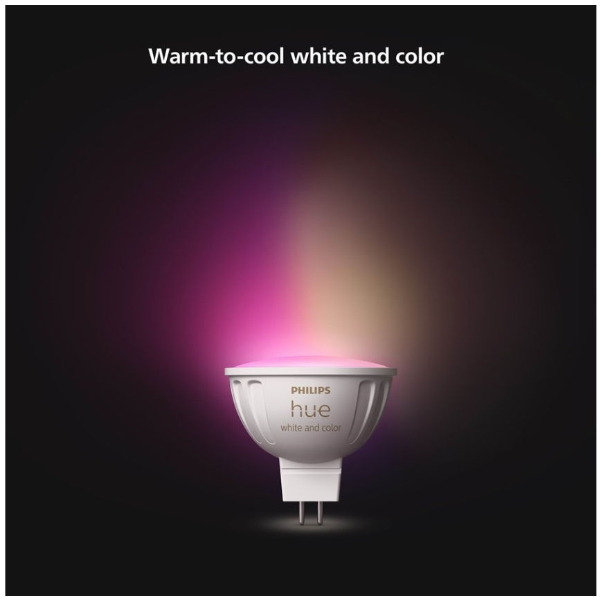 Σετ 4 τεμ. LED RGBW ρυθμιζόμενη λάμπα Philips Hue WHITE AND COLOR AMBIANCE GU5,3/MR16/6,3W/12V 2000-6500K