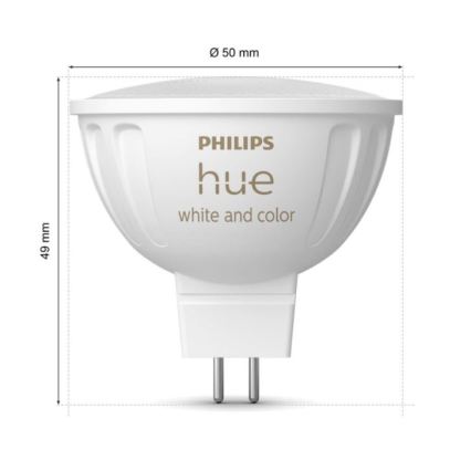 Σετ 4 τεμ. LED RGBW ρυθμιζόμενη λάμπα Philips Hue WHITE AND COLOR AMBIANCE GU5,3/MR16/6,3W/12V 2000-6500K