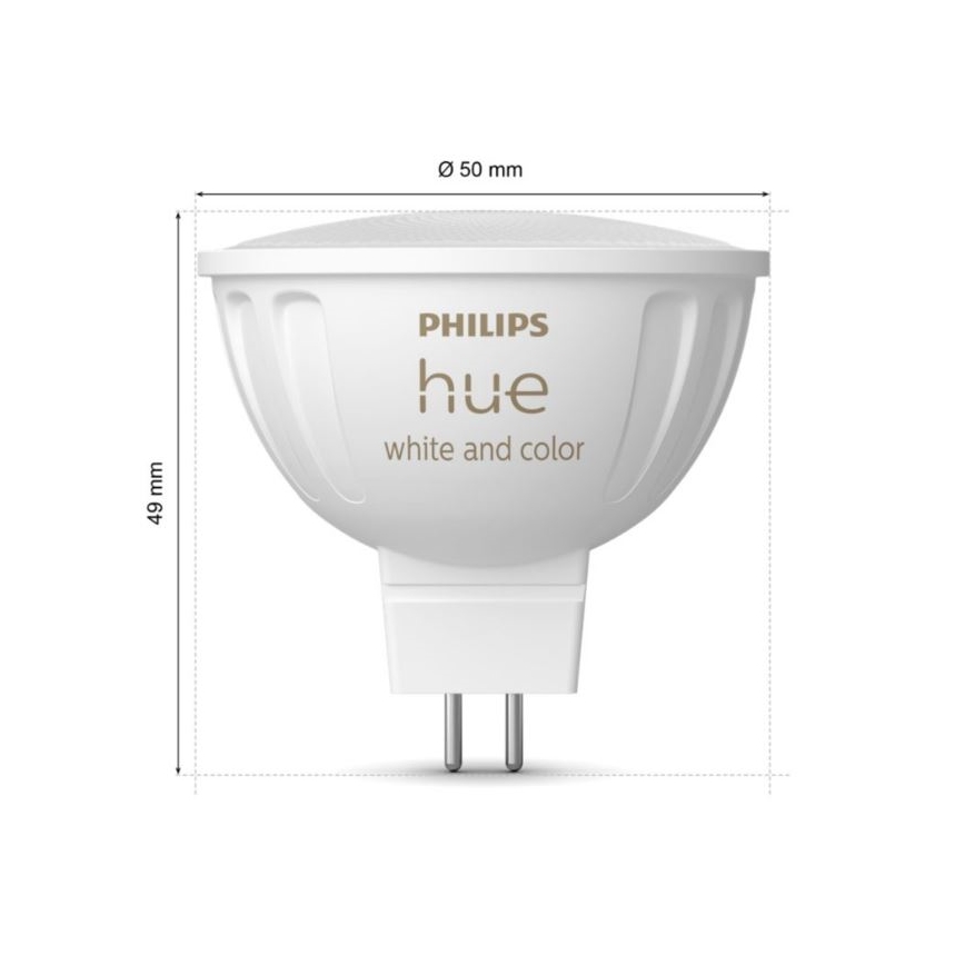 Σετ 4 τεμ. LED RGBW ρυθμιζόμενη λάμπα Philips Hue WHITE AND COLOR AMBIANCE GU5,3/MR16/6,3W/12V 2000-6500K