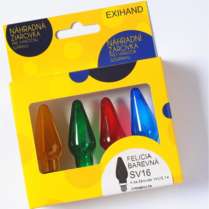 ΣΕΤ 4 x Λαμπάκια ανταλλακτικά FELICIA E10/14V/0,1A πολύχρωμα, Κατασκευάζονται στην Ευρώπη