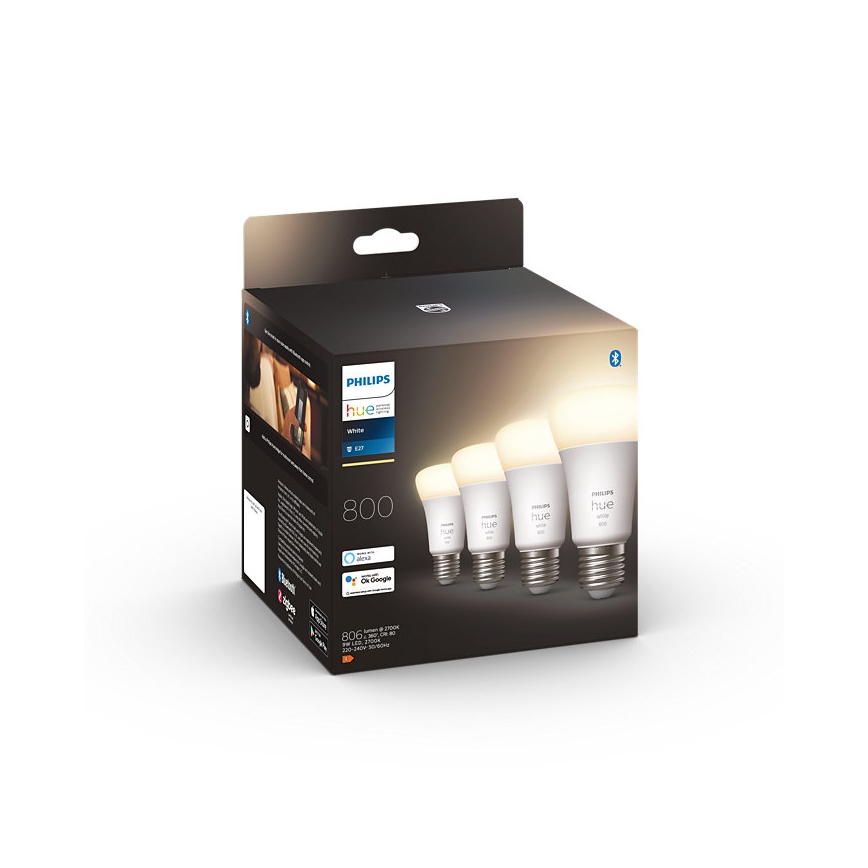 ΣΕΤ 4x λαμπτήρες LED Dimmable Philips Hue WHITE A60 E27/9W/230V 2700K