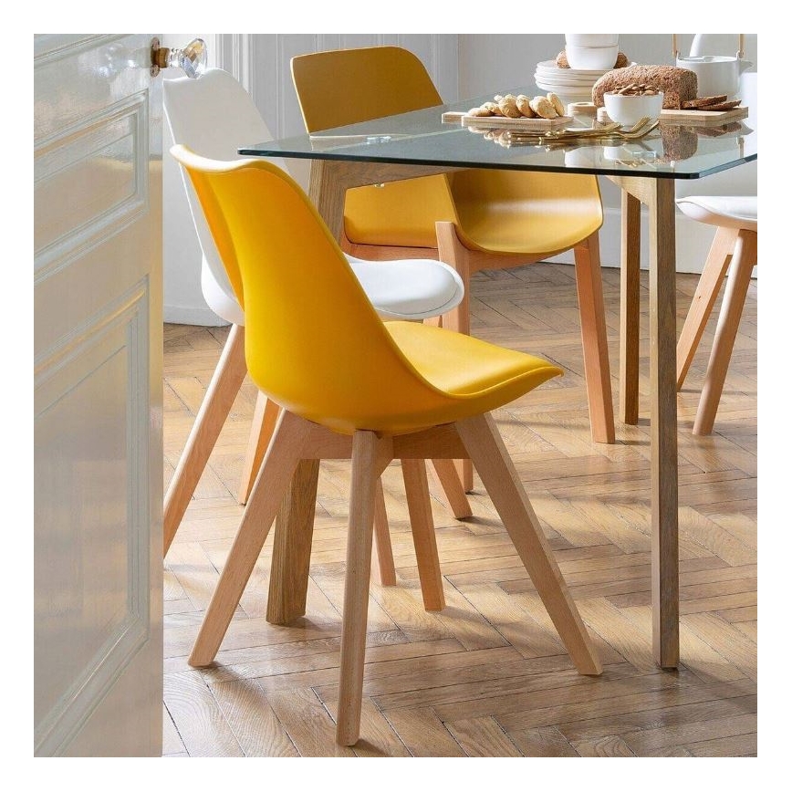 ΣΕΤ 4x Καρέκλα τραπεζαρίας BAYA οξιά/λευκό