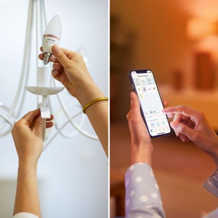 Σετ 4x LED RGB ρυθμιζόμενες λάμπες Philips SMART C37 E14/4,9W/230V 2200-6500K