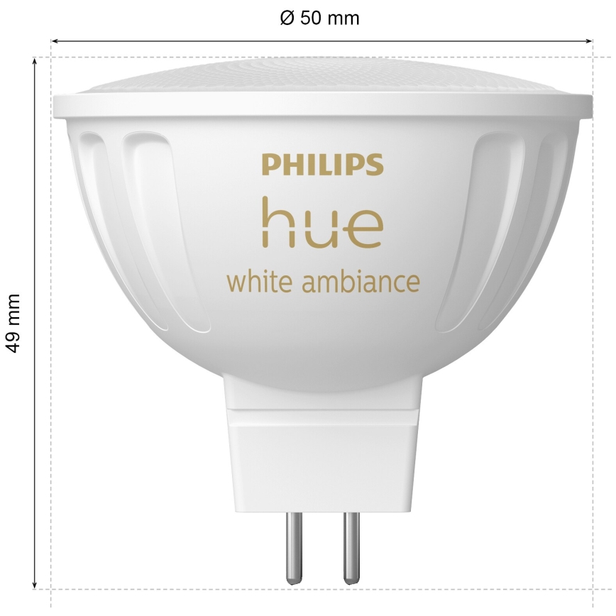 Σετ 4x LED ρυθμιζόμενες λάμπες Philips Hue WHITE AMBIANCE GU5,3/MR16/5,1W/12V 2200-6500K