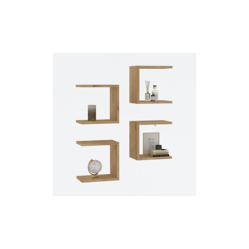 ΣΕΤ 4x Επιτοίχιο ράφι BASE καφέ