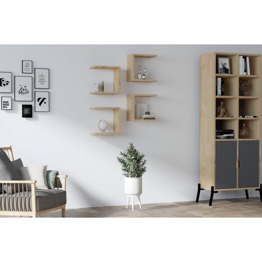 ΣΕΤ 4x Επιτοίχιο ράφι BASE καφέ