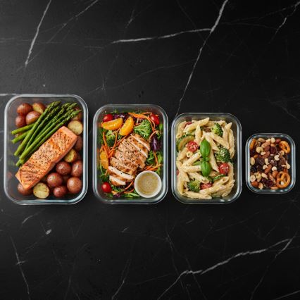 Σετ 4x δοχεία τροφίμων διάφανα/μέντα