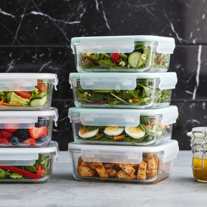 Σετ 4x δοχεία τροφίμων διάφανα/μέντα
