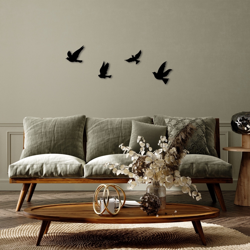 ΣΕΤ 4x Διακοσμητικά τοίχου πουλιά από μέταλλο