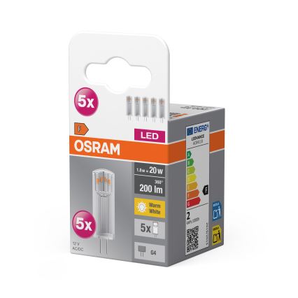 Σετ 5 τεμ. LED λάμπες PIN G4 1,8W/12V 2700K - Osram