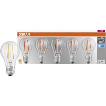 Σετ 5 τεμαχίων LED λαμπτήρων BASE CLASSIC FILAMENT A60 E27/7W/230V 4000K - Osram