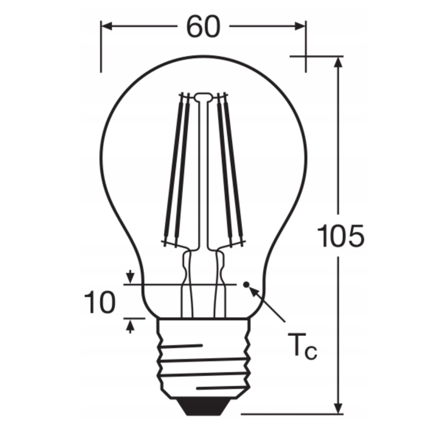 Σετ 5 τεμαχίων LED λαμπτήρων BASE CLASSIC FILAMENT A60 E27/7W/230V 4000K - Osram