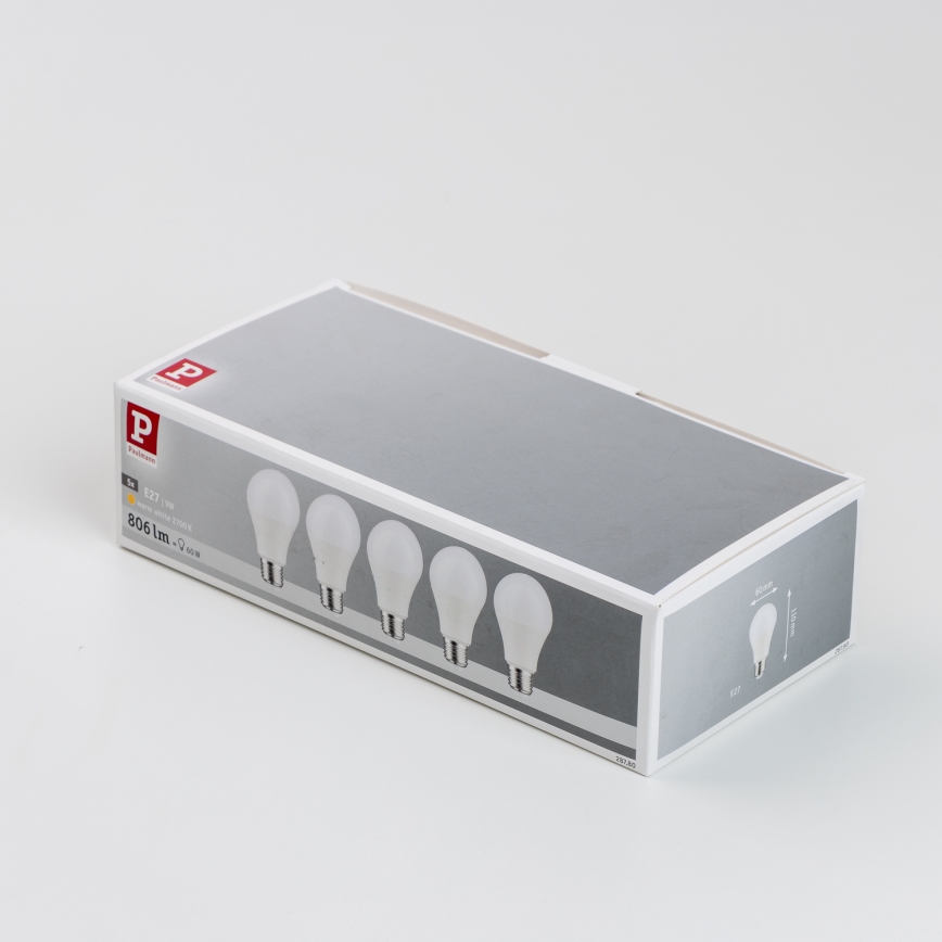 ΣΕΤ 5x Λαμπτήρας LED A60 E27/9W/230V 2700K - Paulmann 28780