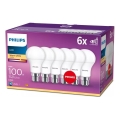 Σετ 6 λαμπτήρων LED Philips A60 B22/13W/230V 2700K