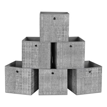 Σετ 6 κουτιών αποθήκευσης CURAN 30x30x30 cm γκρι