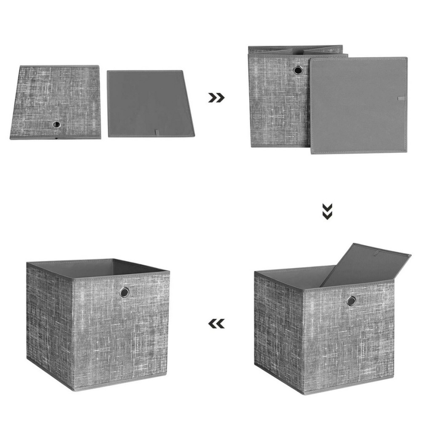Σετ 6 κουτιών αποθήκευσης CURAN 30x30x30 cm γκρι