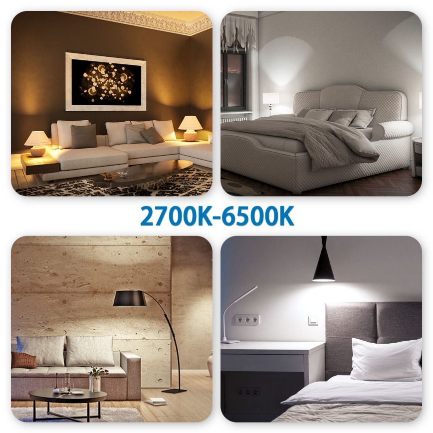 Σετ 6 τεμ. LED RGBW ρυθμιζόμενες λάμπες GU10/6,5W/230V 2700-6500K Wi-Fi - Aigostar