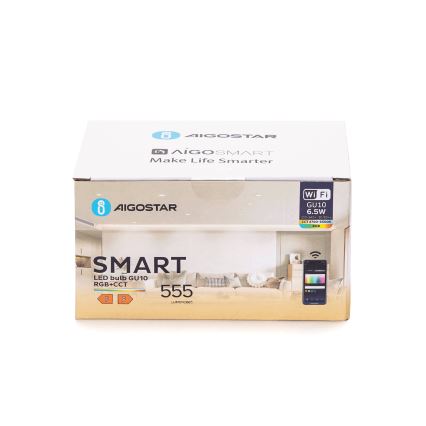 Σετ 6 τεμ. LED RGBW ρυθμιζόμενες λάμπες GU10/6,5W/230V 2700-6500K Wi-Fi - Aigostar