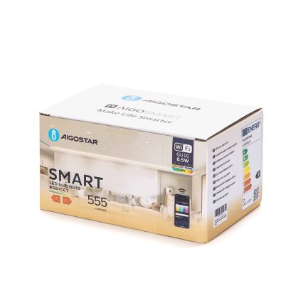 Σετ 6 τεμ. LED RGBW ρυθμιζόμενες λάμπες GU10/6,5W/230V 2700-6500K Wi-Fi - Aigostar