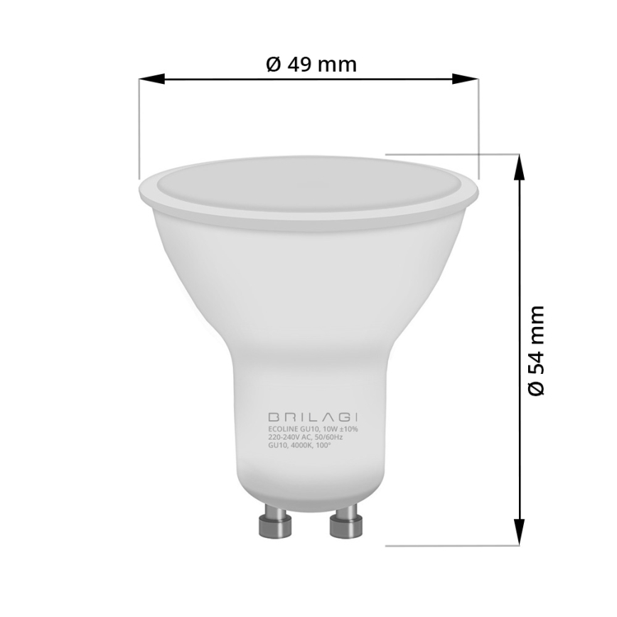 ΣΕΤ 6x Λαμπτήρας LED ECOLINE GU10/6W/230V 4000K - Brilagi