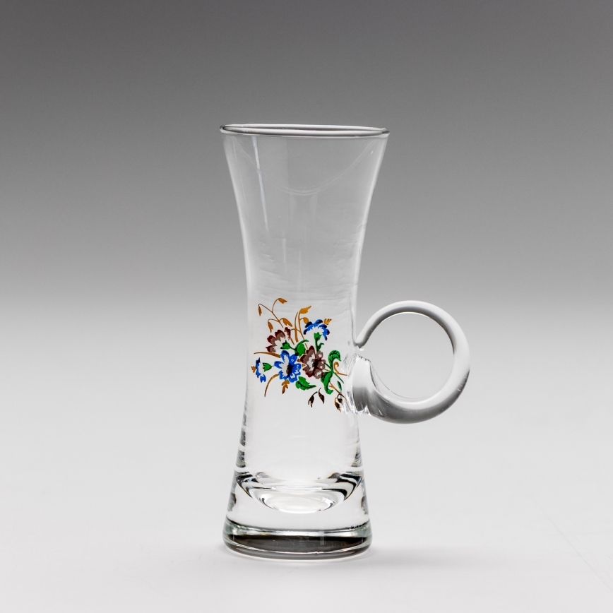 Σετ 6x ποτήρι λικέρ με χερούλι διαφανή με σχέδιο μπουκέτο no. 2