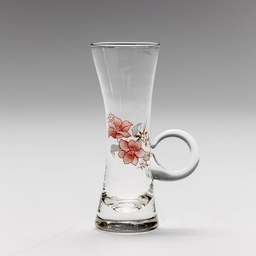 Σετ 6x ποτήρι λικέρ με χερούλι διαφανή με σχέδιο μπουκέτο no. 4