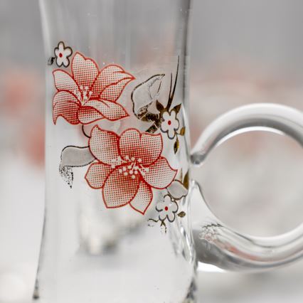 Σετ 6x ποτήρι λικέρ με χερούλι διαφανή με σχέδιο μπουκέτο no. 4