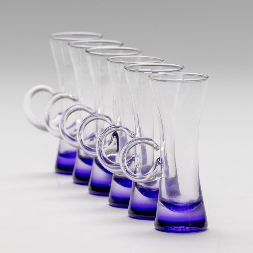 Σετ 6x ποτήρι λικέρ με χερούλι μωβ