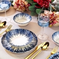 Σετ φαγητού 12 τεμ. λευκό/μπλε/πορσελάνη