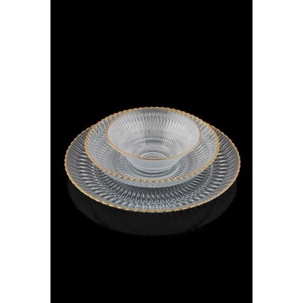 Σετ φαγητού 12 τεμ. διάφανο/χρυσό/γυαλί