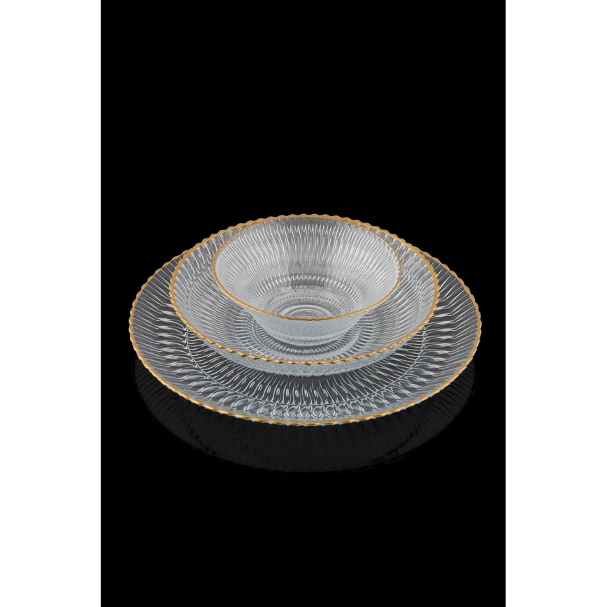 Σετ φαγητού 12 τεμ. διάφανο/χρυσό/γυαλί