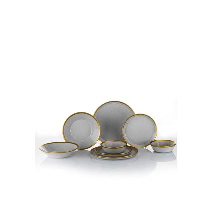 Σετ φαγητού 16 τεμ. γκρι/χρυσό/πορσελάνη