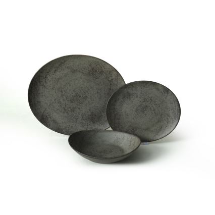 Σετ φαγητού 18 τεμ. ανθρακί/πράσινο/γκρες