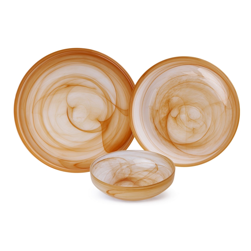 Σετ φαγητού 18 τεμ. πορτοκαλί/γυαλί