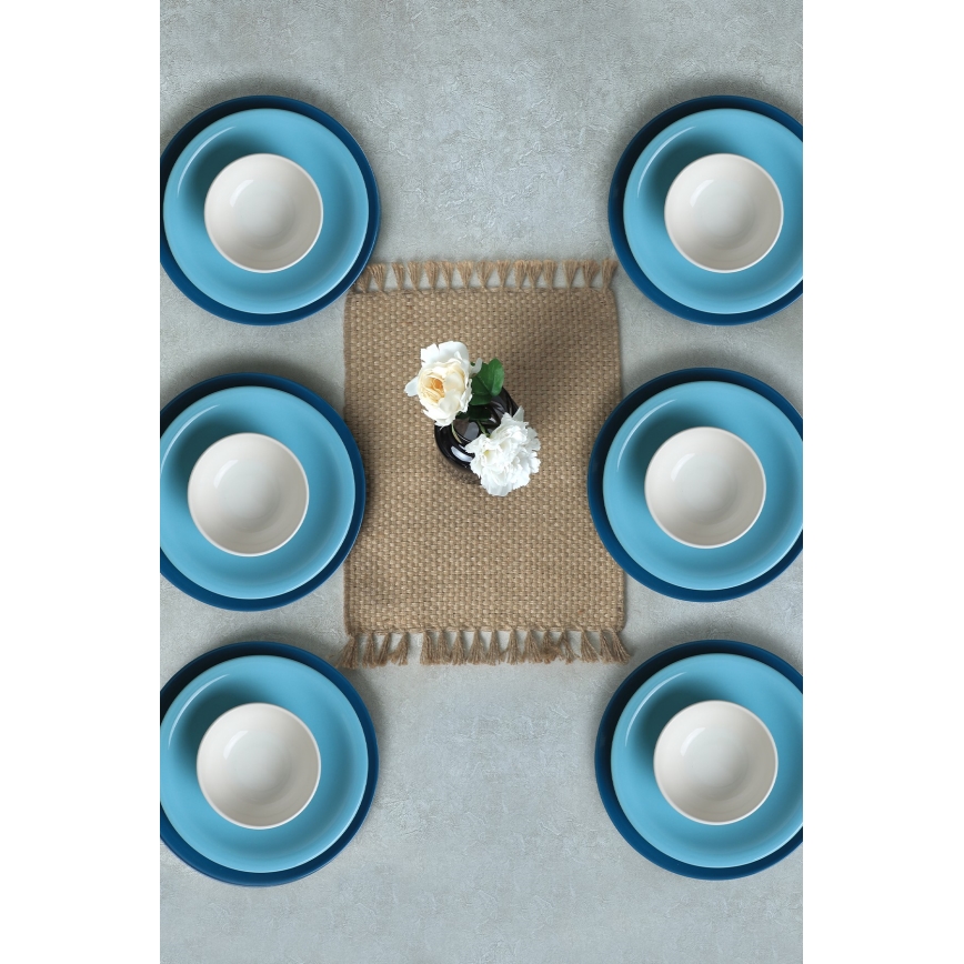 Σετ φαγητού 18 τεμαχίων, μπλε/λευκό, κεραμικό